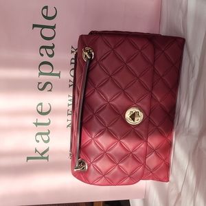 KATE SPADE NATALIA MEDIUM FLAP CROSSBODY SHOULDER BAG LEATHER IN BLACKBERRY